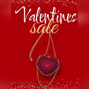 NWOT - Red Heart Shaped Rhinestone Clutch Purse